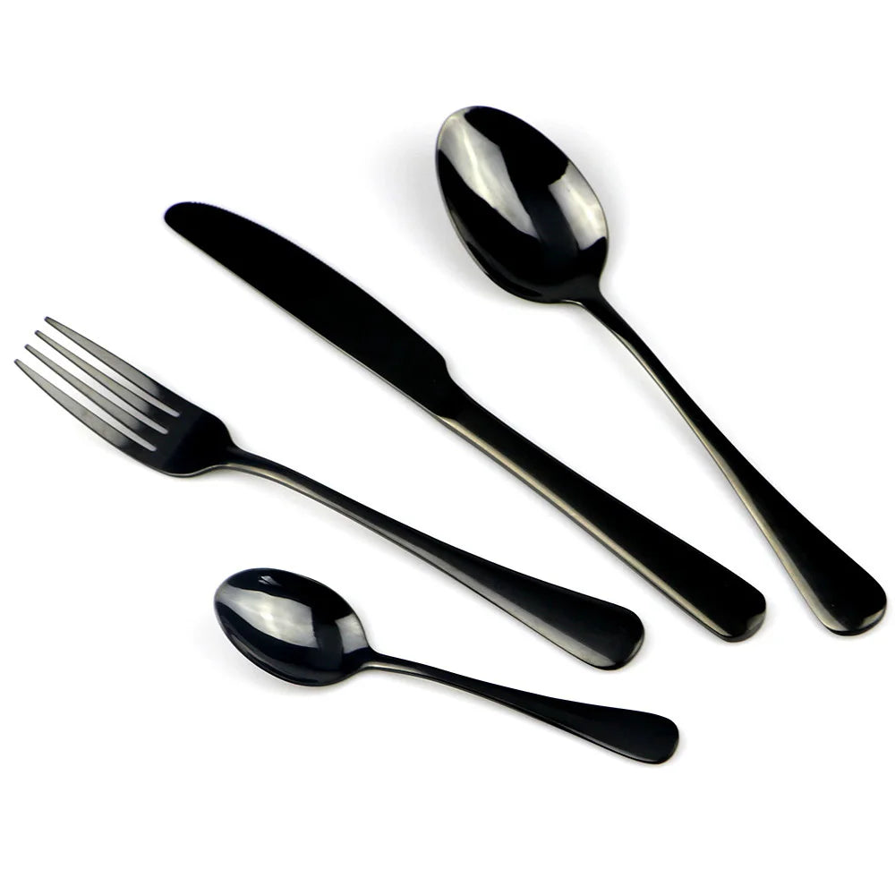 Rainbow Stainless Steel Flatware Set (4-Piece) – Modern Mirror-Polished Cutlery