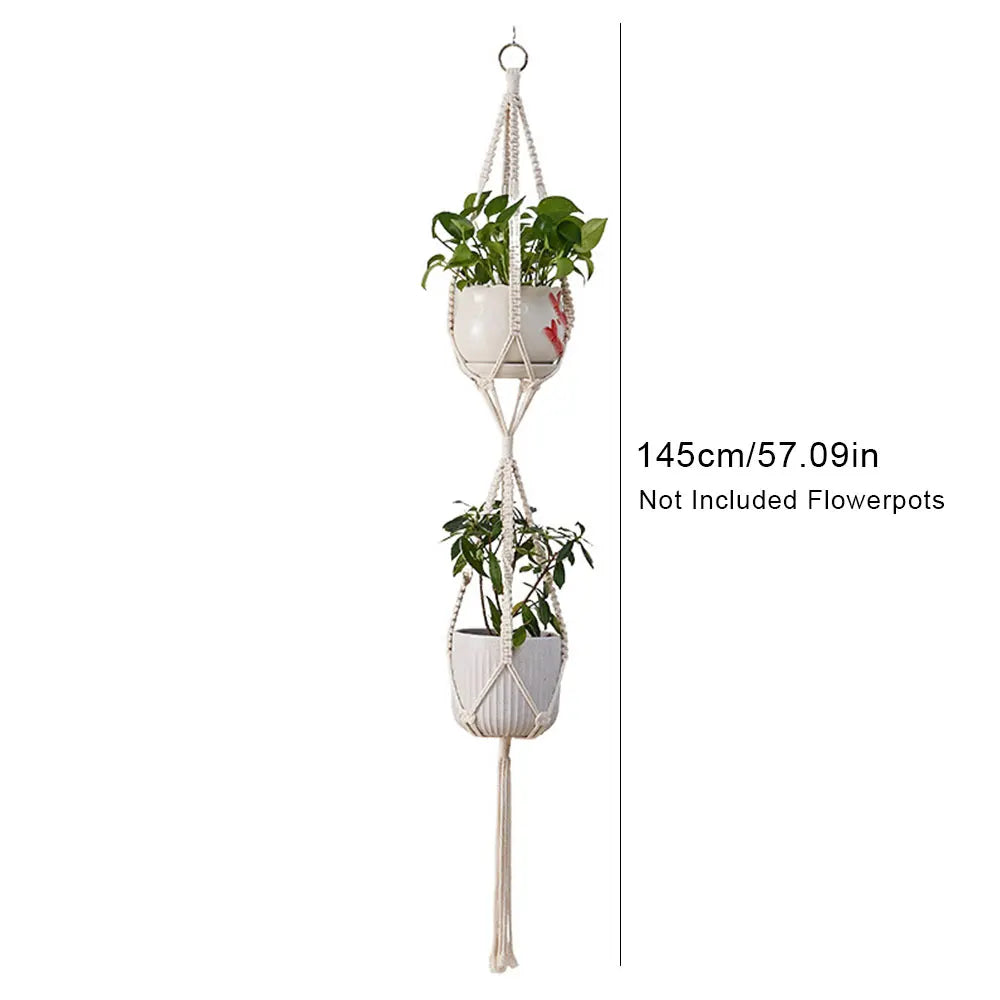Macramé Hanging Plant Basket — Indoor/Outdoor