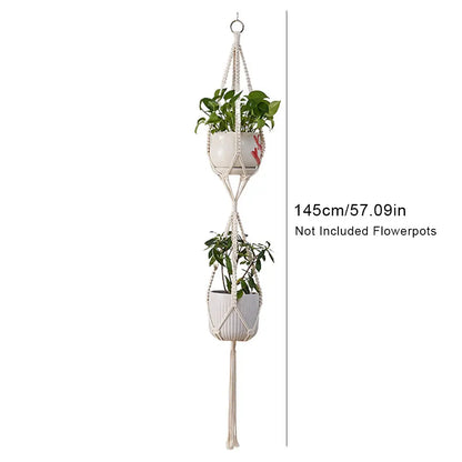 Macramé Hanging Plant Basket — Indoor/Outdoor