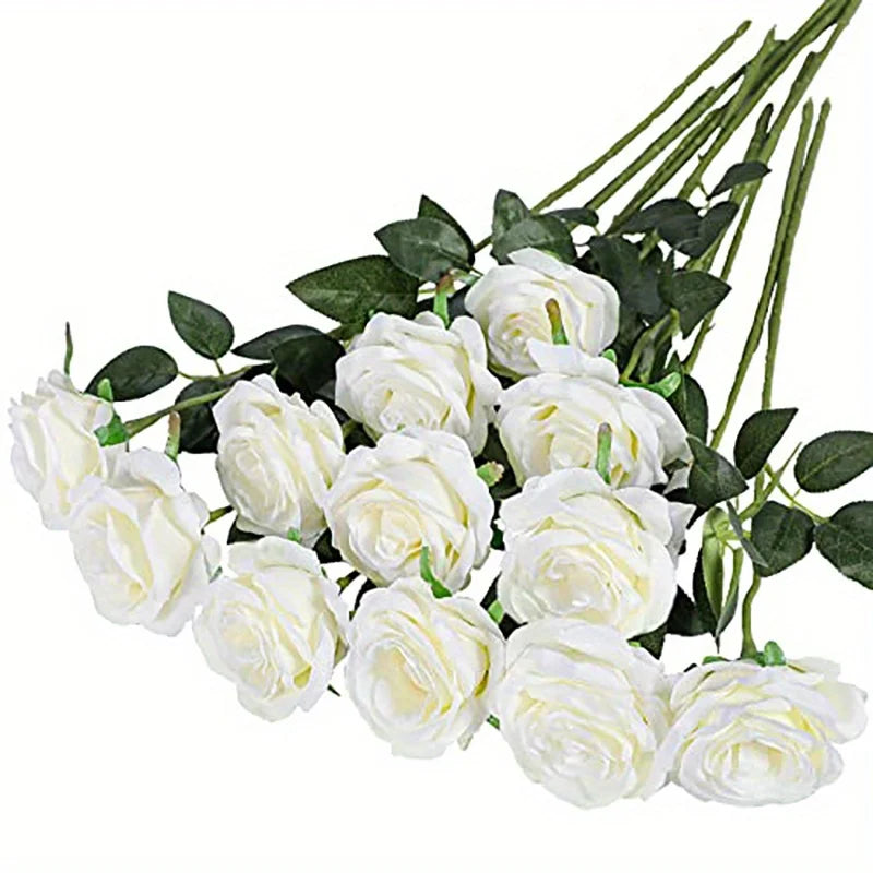 Velvet Touch Artificial Silk Rose Stems – Set of 12