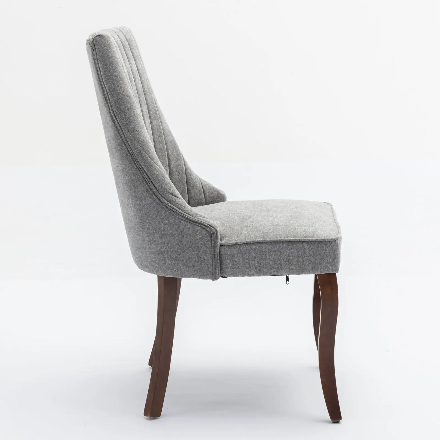 Curved Solid Wood Flocking Linen Side Chair (Single)