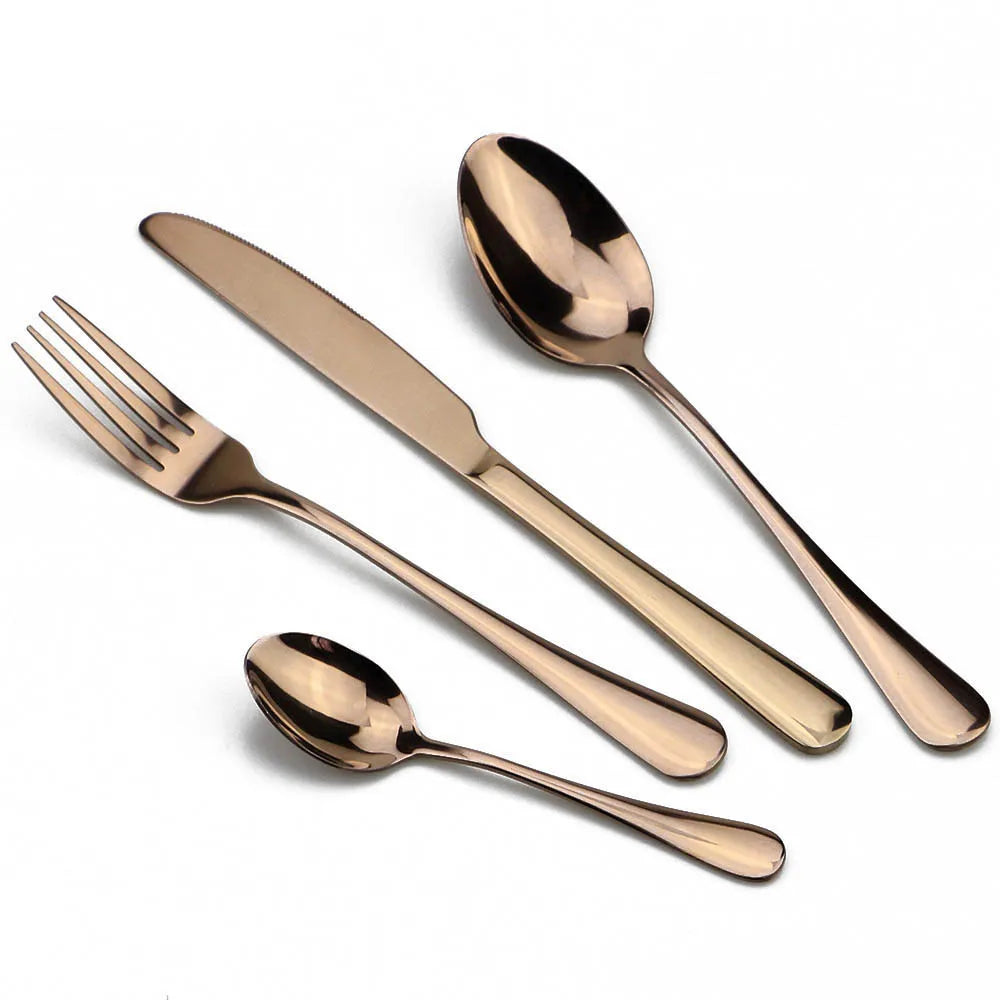 Rainbow Stainless Steel Flatware Set (4-Piece) – Modern Mirror-Polished Cutlery