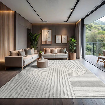 Luxury Modern Swirl Area Rug - High-Low Pile