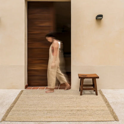 Hand-Woven Jute & Bamboo Fiber Rug – Natural Japanese Style