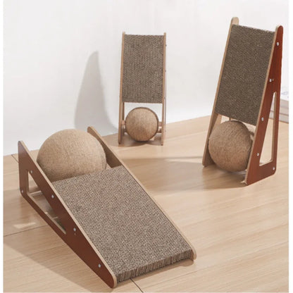 Cat Scratching Board with Detachable Vertical Ball | Sisal Cat Toy & Furniture Protector