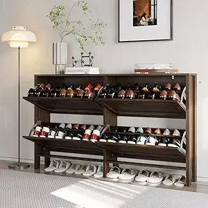 Slim Entryway Cabinet with Adjustable Shelves