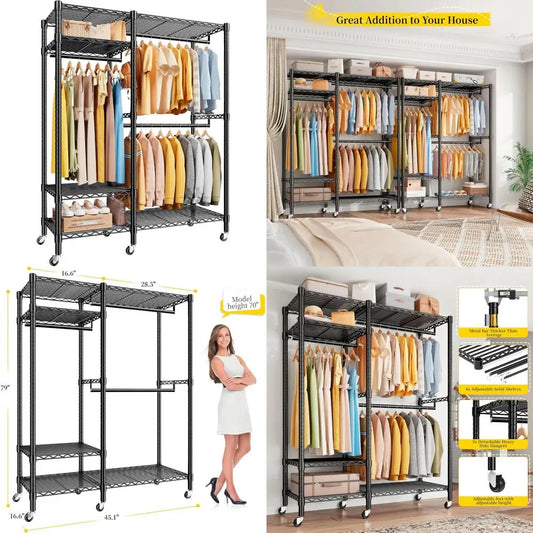 Heavy-Duty Clothes Rack for Bedroom & Laundry Room