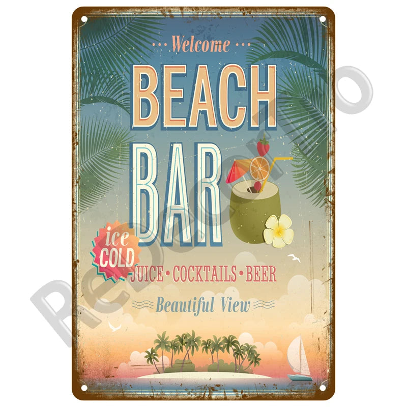 Seaside Memory Metal Sign – Vintage Wall Art