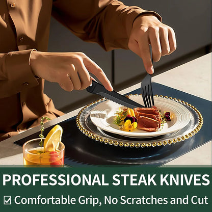 Matte Black Stainless Steel Flatware Set — 24-Piece Modern Cutlery