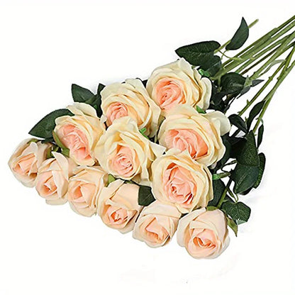 Velvet Touch Artificial Silk Rose Stems – Set of 12