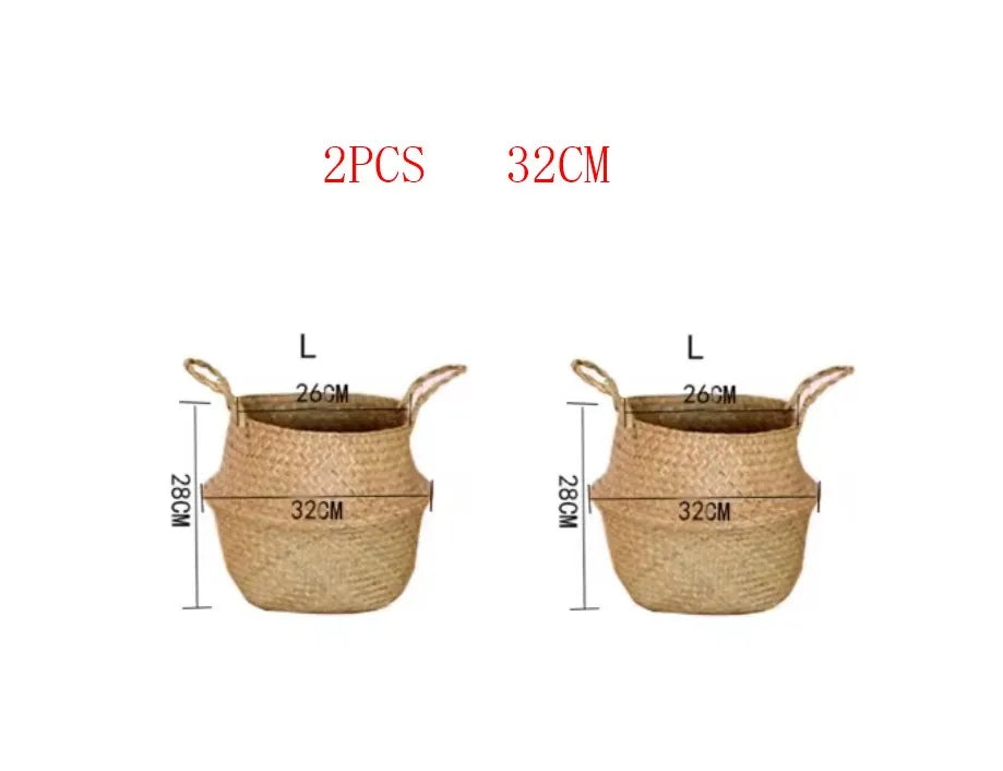 Handwoven Seagrass Storage Basket with Handles
