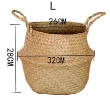 Handwoven Seagrass Storage Basket with Handles