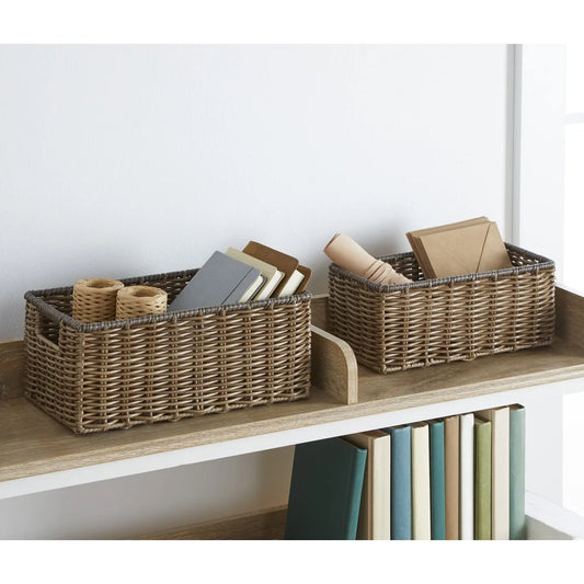 2-Piece Woven Storage Basket Set for Home Organization
