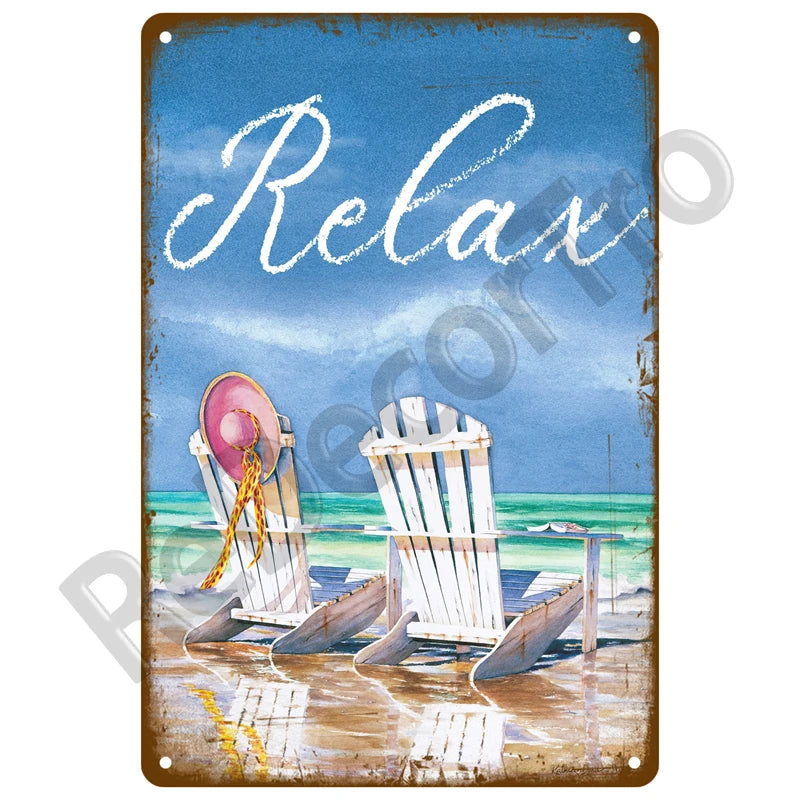 Seaside Memory Metal Sign – Vintage Wall Art