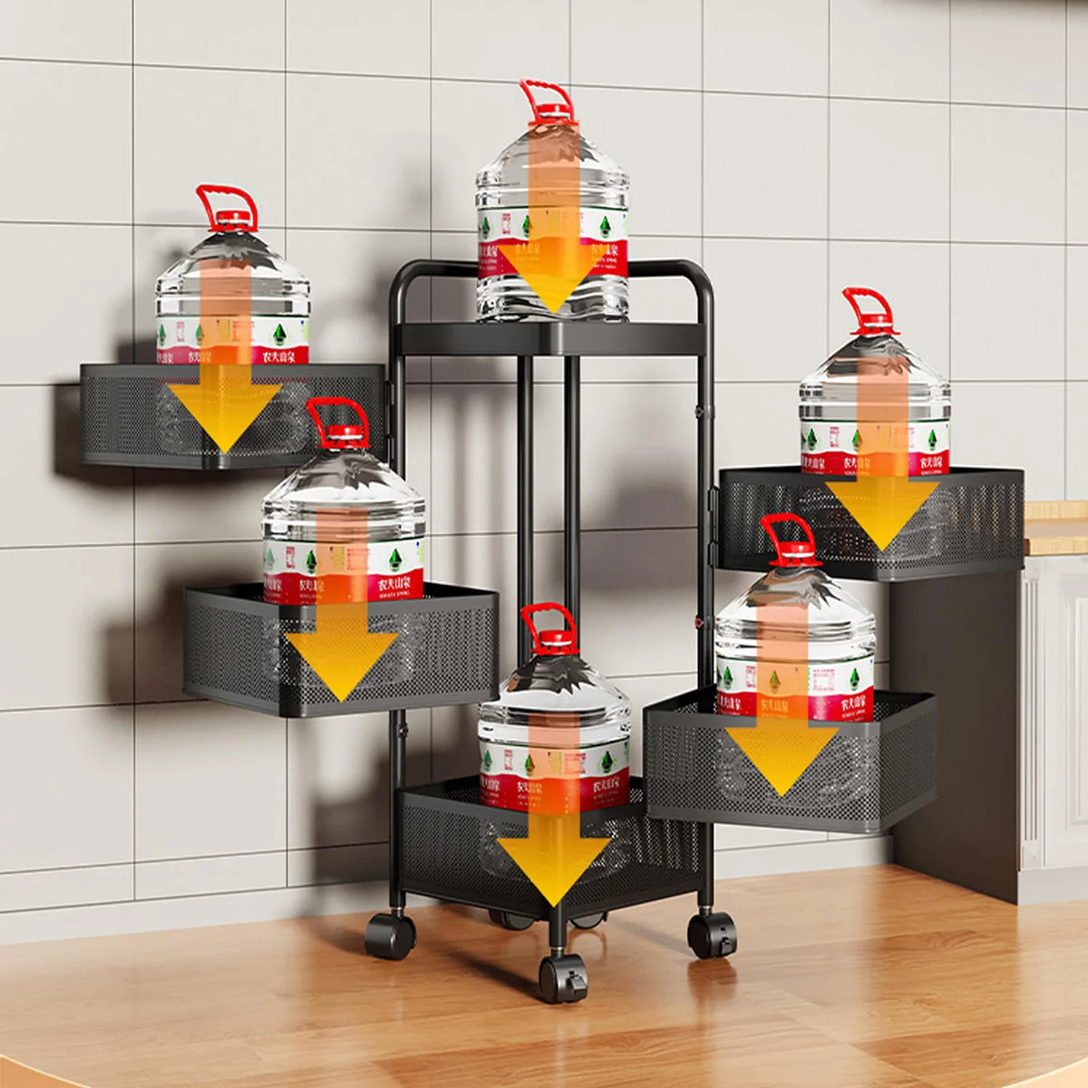 4- or 5-Tier Rotating Mesh Storage Cart