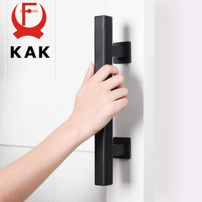 KAK 12" Matte Black Barn Door Handle & Flush Pull Set