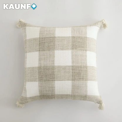 Cream White Tassel Cushion Cover – Textured Pillow Cover