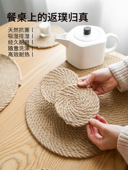 Rustic Linen Placemats for Dining Table (Japanese Style)