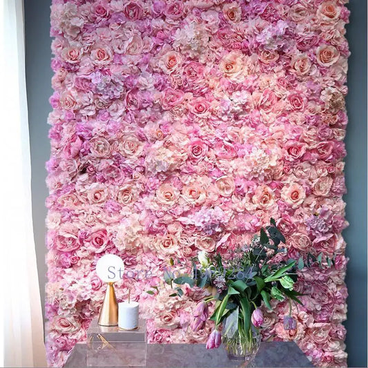 Artificial Silk Rose Flower Wall Panel