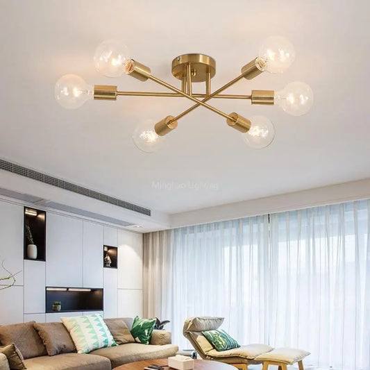 Sleek Minimalist Semi-Flush Mount Chandelier for Lofts & Apartments