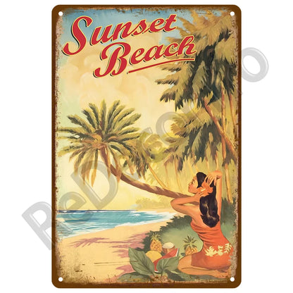 Seaside Memory Metal Sign – Vintage Wall Art