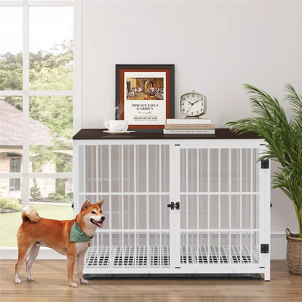 Heavy-Duty Dog Kennels with Wooden Table Top