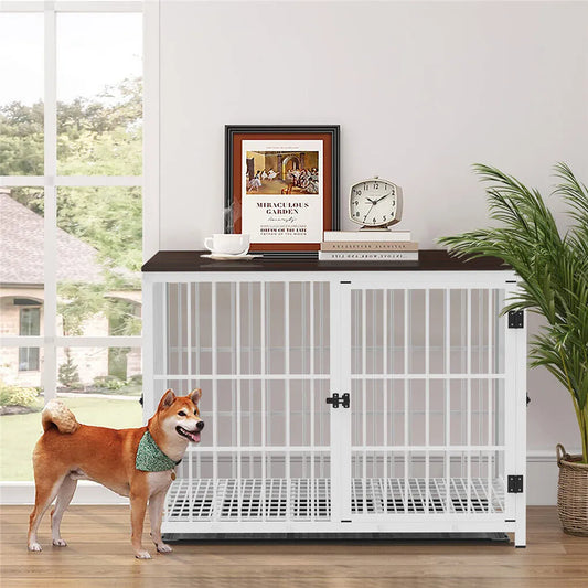 Heavy-Duty Dog Kennels with Wooden Table Top