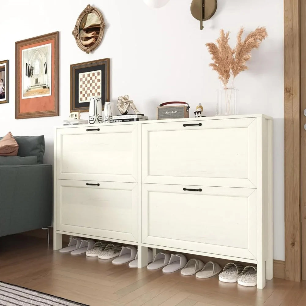 Slim Entryway Cabinet with Adjustable Shelves