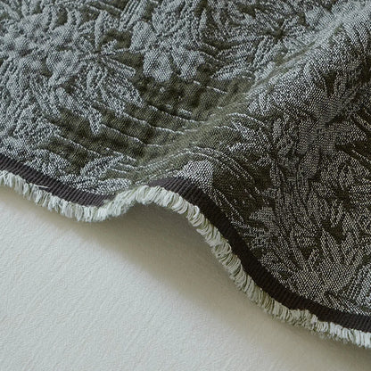Vintage Jacquard Cotton Throw Blanket with Tassel Fringe
