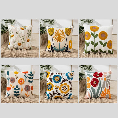Boho Floral Embroidered 18" Pillow Bundle