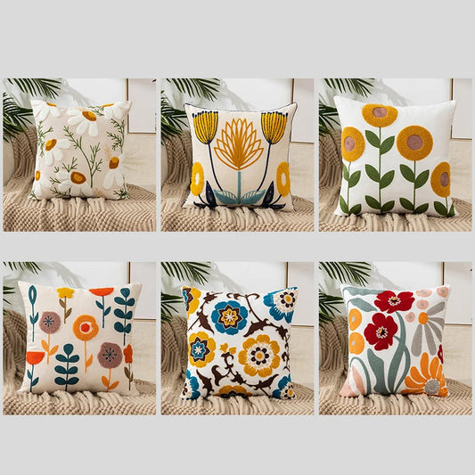 Boho Floral Embroidered 18" Pillow Bundle