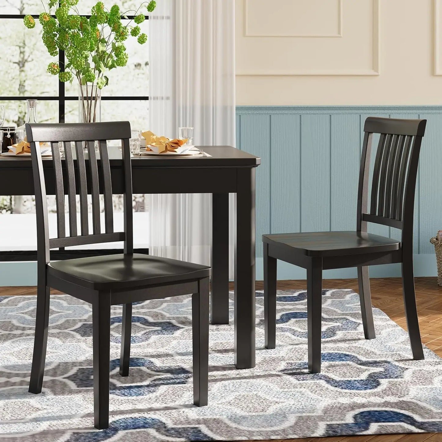 Solid Wood Dining Chairs with Windsor Design (Set of 6)