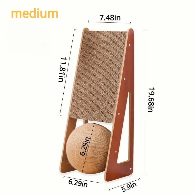 Cat Scratching Board with Detachable Vertical Ball | Sisal Cat Toy & Furniture Protector