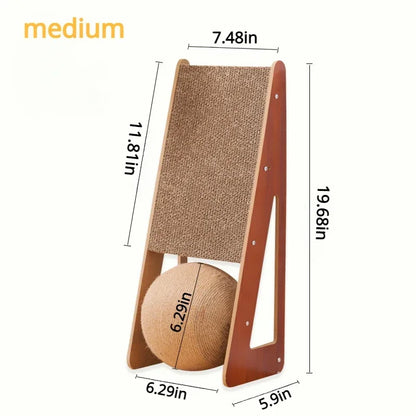 Cat Scratching Board with Detachable Vertical Ball | Sisal Cat Toy & Furniture Protector