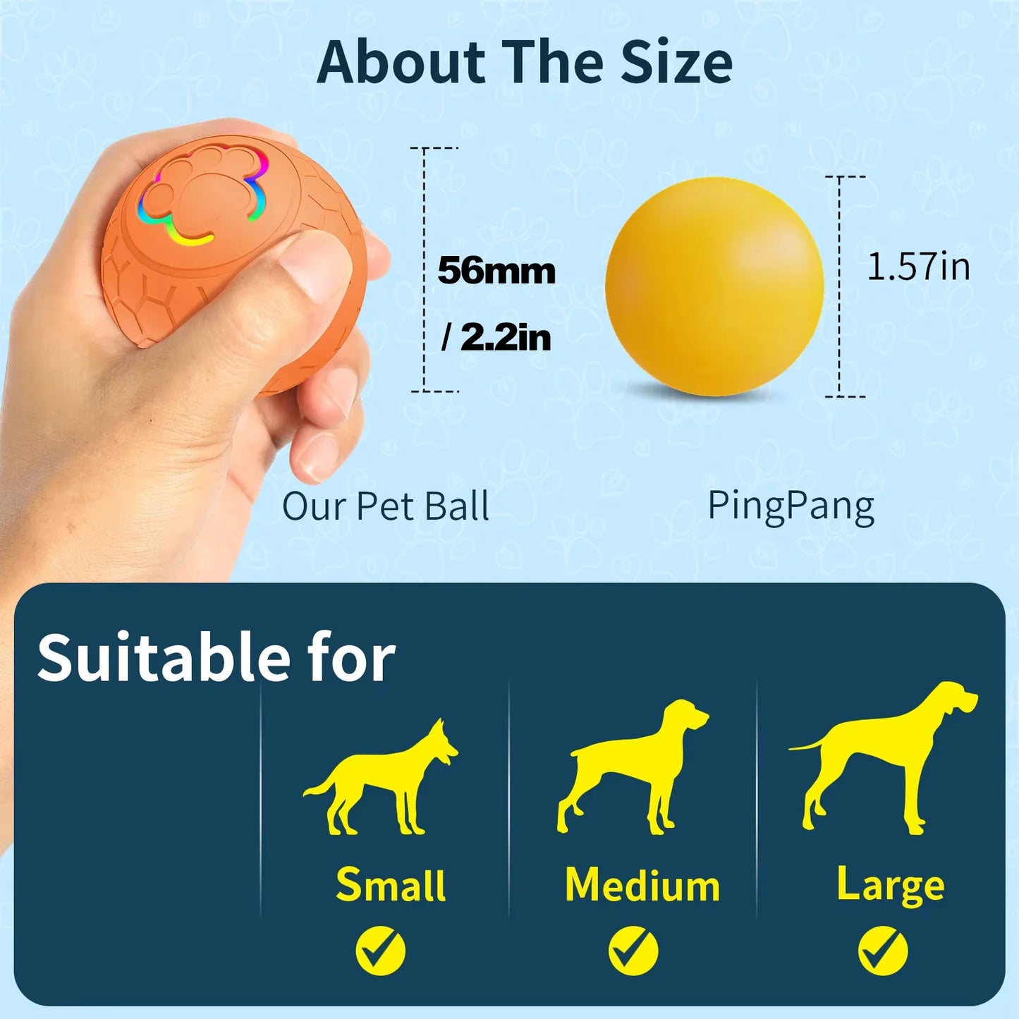 Automatic Bouncing Dog Toy Ball - LED Light Up, USB Rechargeable, Touch-Activated for Dogs & Cats