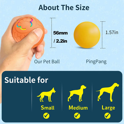 Automatic Bouncing Dog Toy Ball - LED Light Up, USB Rechargeable, Touch-Activated for Dogs & Cats