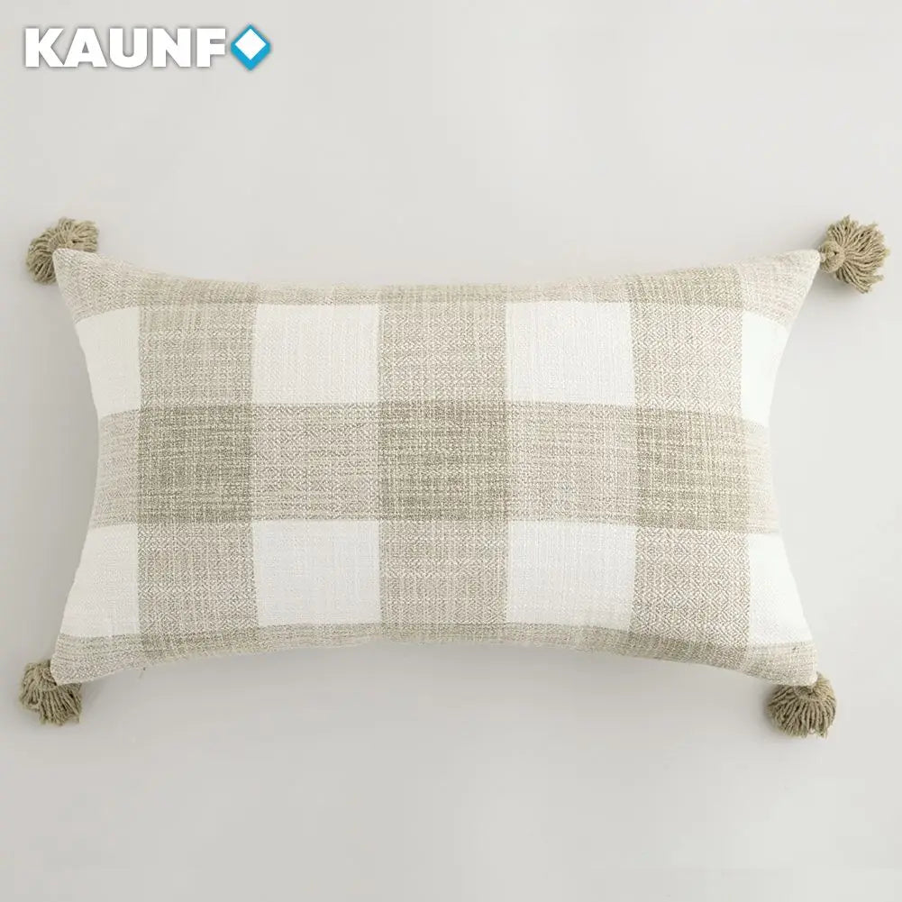 Cream White Tassel Cushion Cover – Textured Pillow Cover