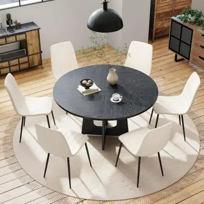 Linden 47" Round Walnut Dining Table Set with 4 Chairs