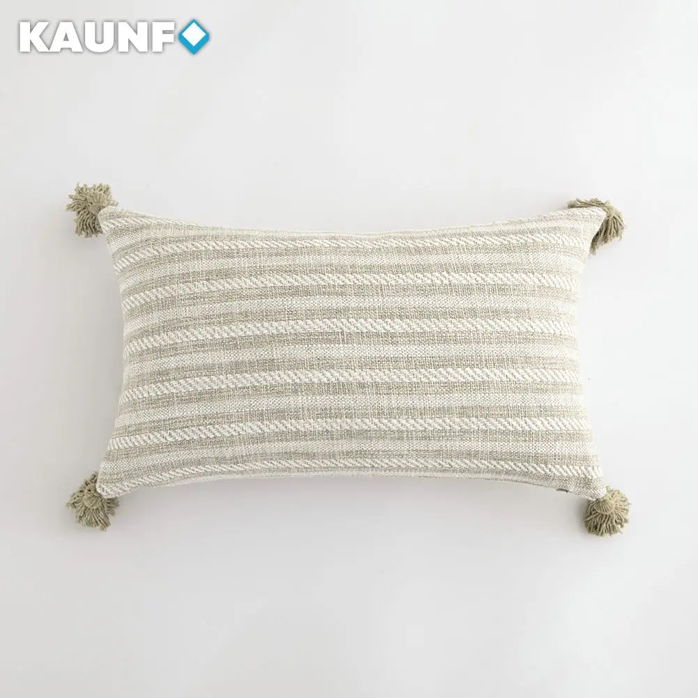 Cream White Tassel Cushion Cover – Textured Pillow Cover