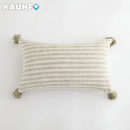 Cream White Tassel Cushion Cover – Textured Pillow Cover