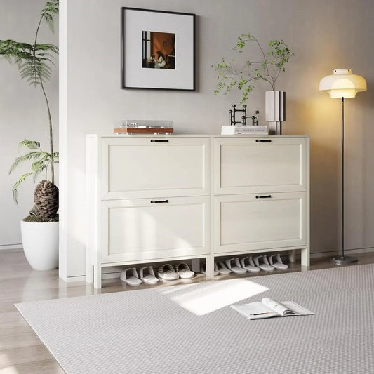 Slim Entryway Cabinet with Adjustable Shelves