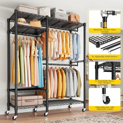 Heavy-Duty Clothes Rack for Bedroom & Laundry Room