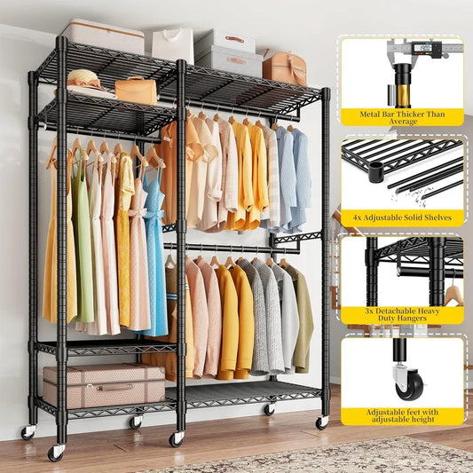 Heavy-Duty Clothes Rack for Bedroom & Laundry Room