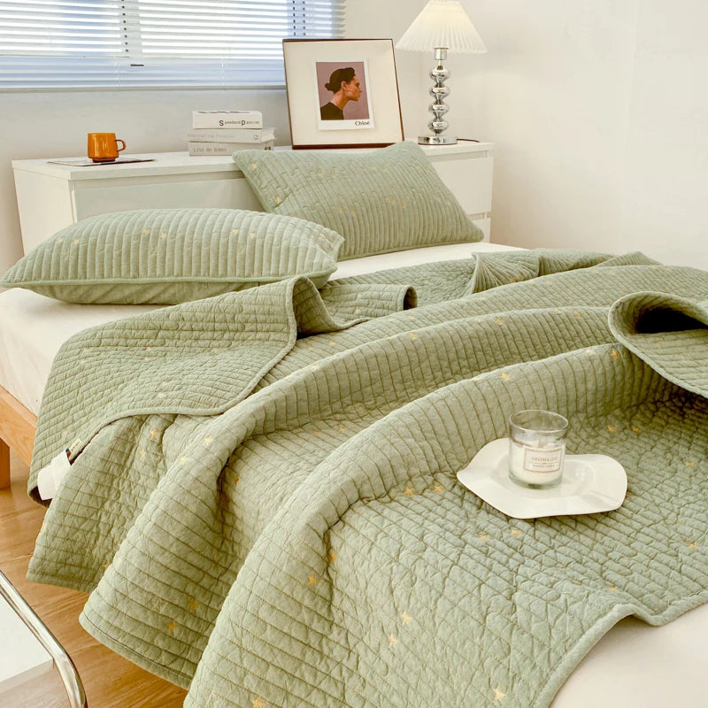 Pure Washed Cotton Multipurpose Bedspread/Summer Quilt (200 TC)