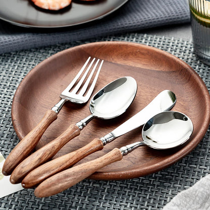 Eco-Friendly Wooden & Stainless Steel Dinnerware Set