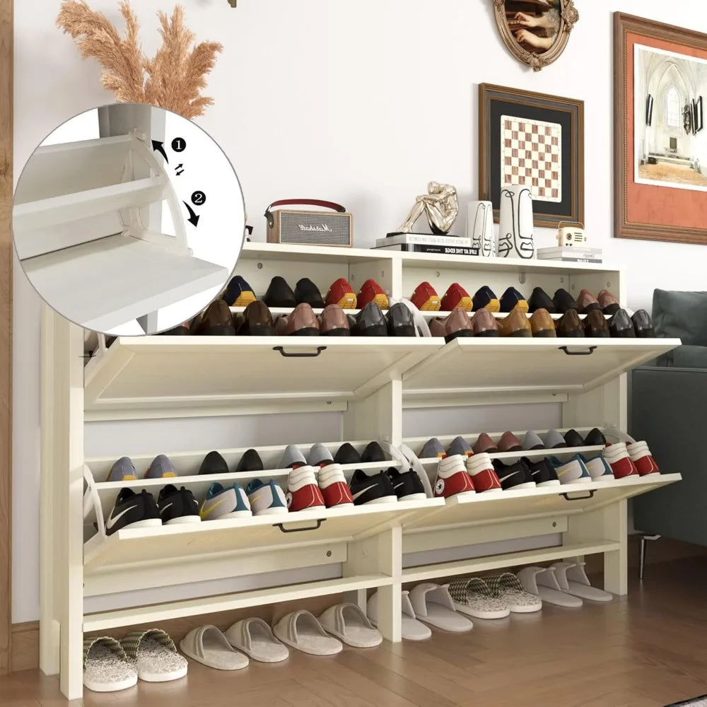 Slim Entryway Cabinet with Adjustable Shelves