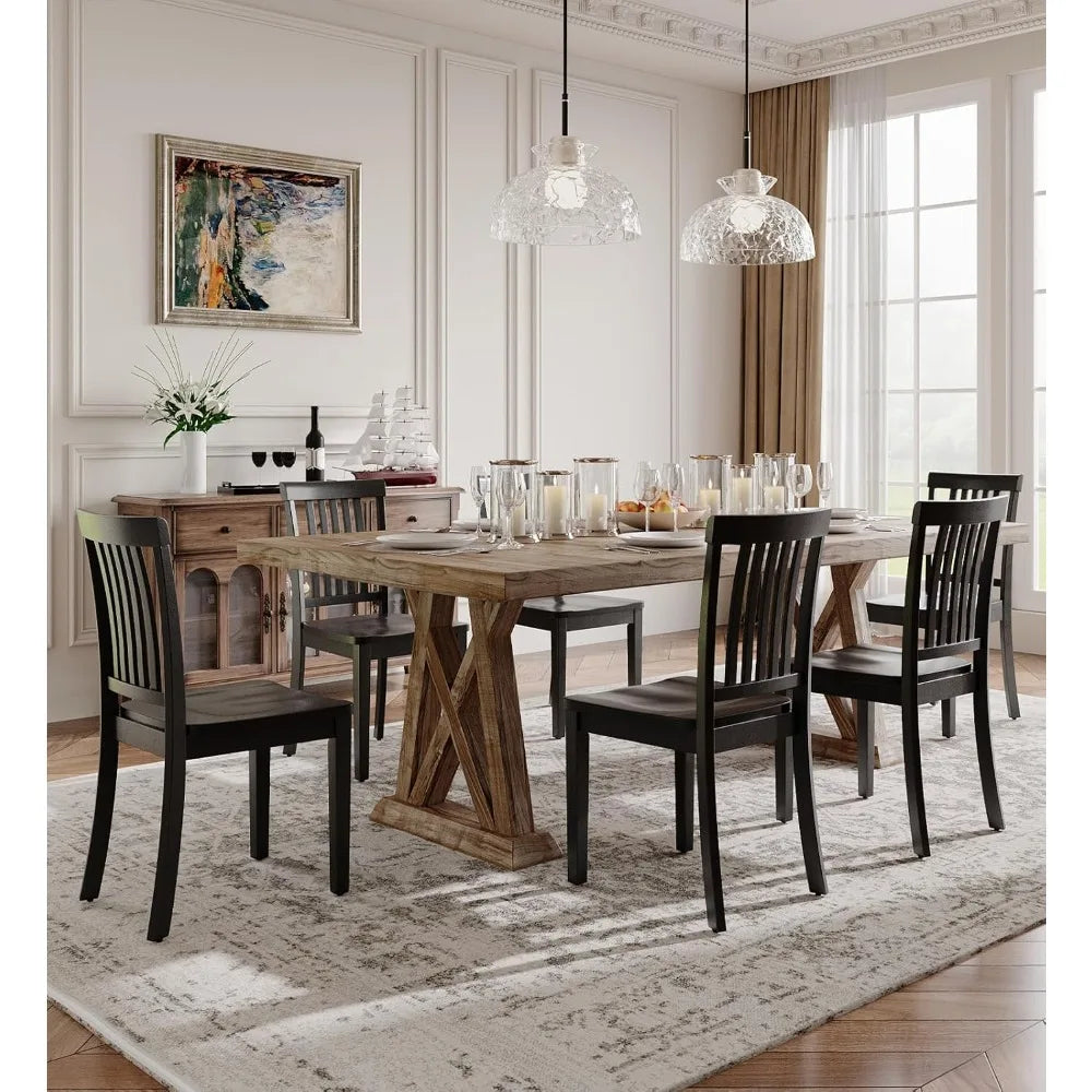 Solid Wood Dining Chairs with Windsor Design (Set of 6)