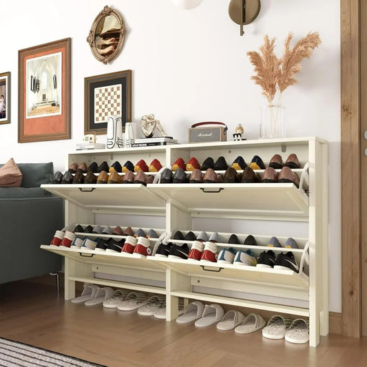 Slim Entryway Cabinet with Adjustable Shelves