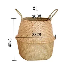 Handwoven Seagrass Storage Basket with Handles
