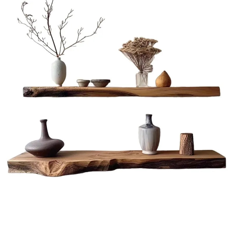 The Ayla Solid Wood Live-Edge Floating Shelf